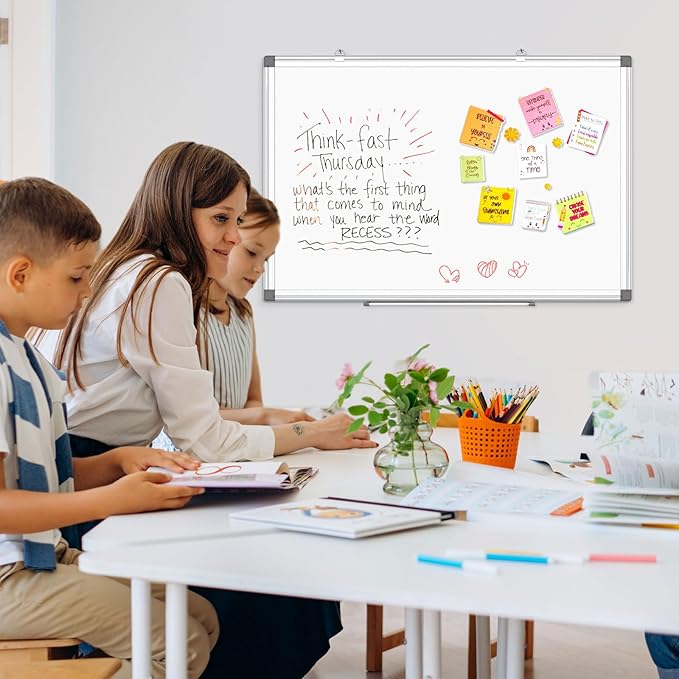 AMUSIGHT Double-Sided Magnetic Whiteboard, Aluminum Frame White Board - Image 8