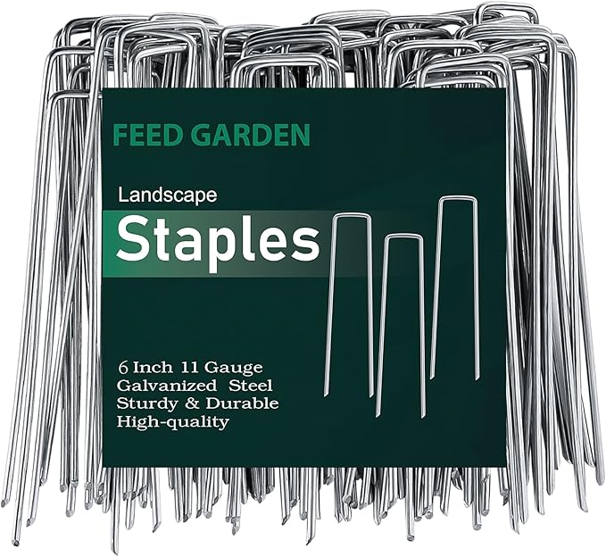 FEED GARDEN 6 Inch 25 Pack Galvanized Landscape Staples 11 Gauge Anti-Rust by FEEDGARDEN