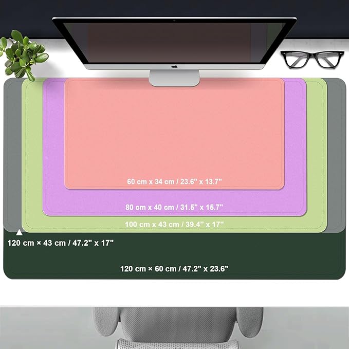 Lilac Leather Desk Pad, 47.2'' x 23.6'', Suede Base, Waterproof Office & Home - Image 4