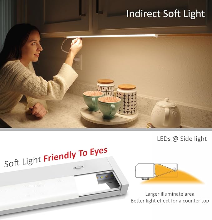 Leetdud LED Under Cabinet Lighting Hardwired or Plug in, 24 Inch 12W, Dimmable - Image 7