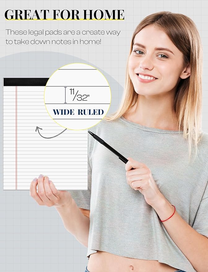 6 Pack 8.5 x 11 Legal Pads for Office Supplies Paper Pads 8.5 x 11 White Note - Image 3