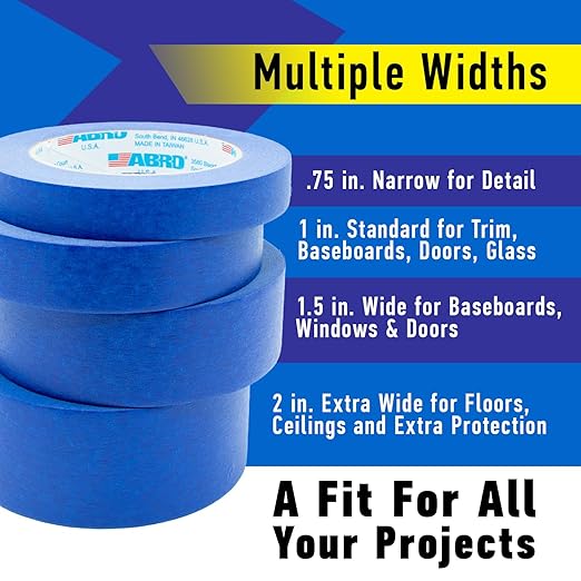ABRO 6-Pack Blue Painters Tape: 18mm x 55M All Purpose Blue Tape, Temporary - Image 3