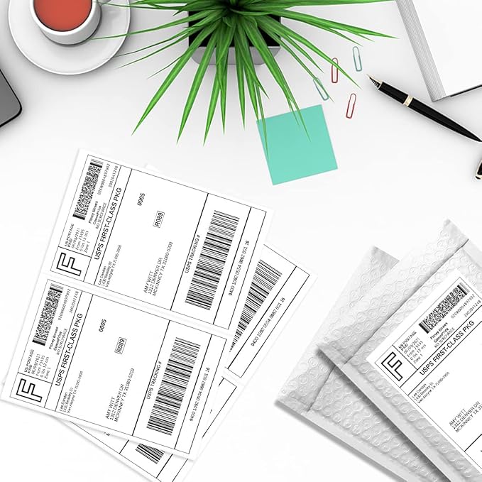BESTEASY 200 Half Sheet Self Adhesive Shipping Labels, Laser/Ink Jet White - Image 6