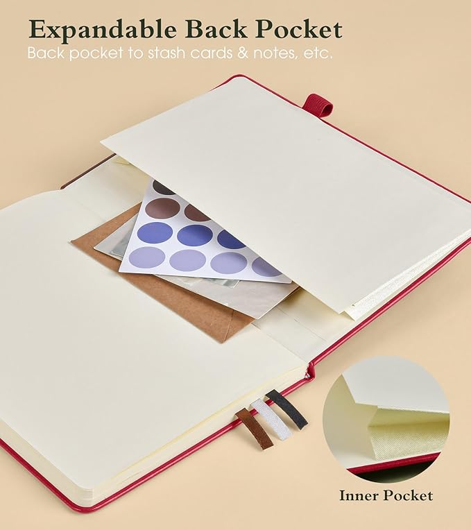 PAIBAS Blank Journal Notebook for Women Men, 160 Pages, A5 Hardcover Sketchbook - Image 6