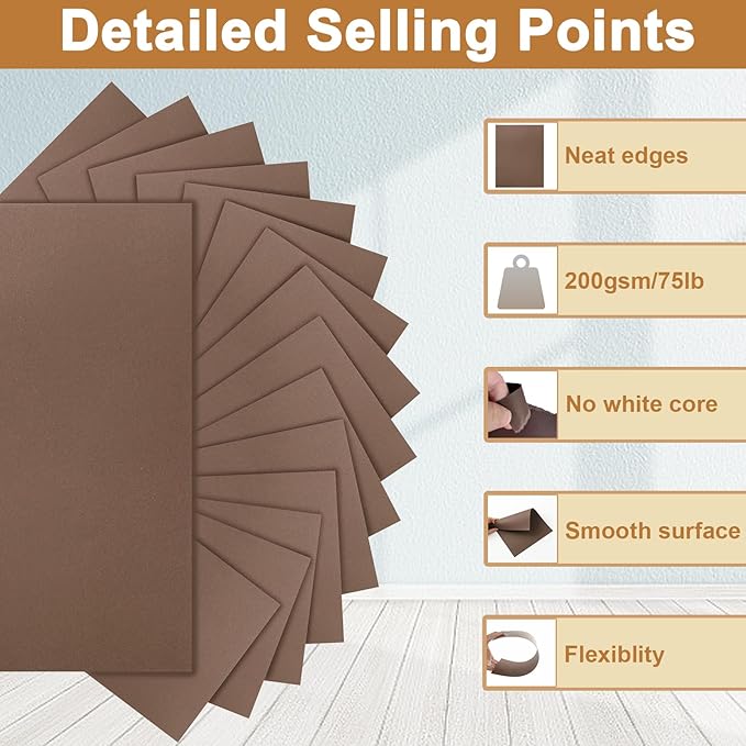 Silunkia 40 Sheets Coffee Color Cardstock 8.5 x 11 Crafts Paper, 200gsm/75lb - Image 3