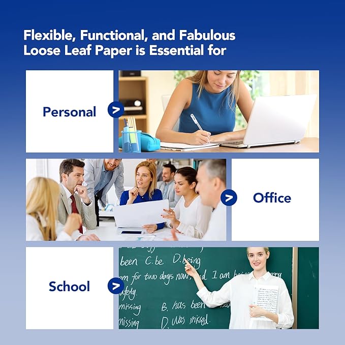 Kaisa loose Leaf Paper Filler Paper 150 Sheets 8"x10.5", Wide Ruled, 3-Hole - Image 7