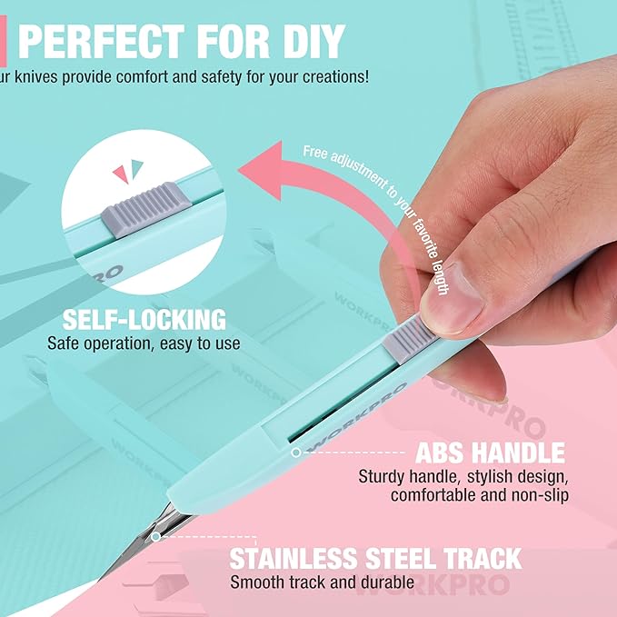 WORKPRO Premium Utility Knife Retractable Snap-off blade, Gift - Image 4