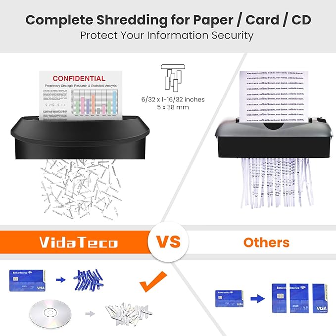 VidaTeco Paper Shredder 58dB 14-Sheet Cross-Cut Shredder - Image 5