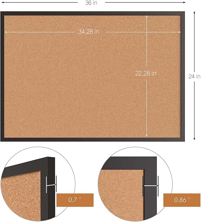Board2by Cork Board Bulletin Board 24 x 36, Office Board - Image 5