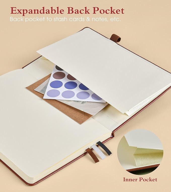 PAIBAS Blank Journal Notebook for Women Men, 160 Pages, A5 Hardcover Sketchbook - Image 6