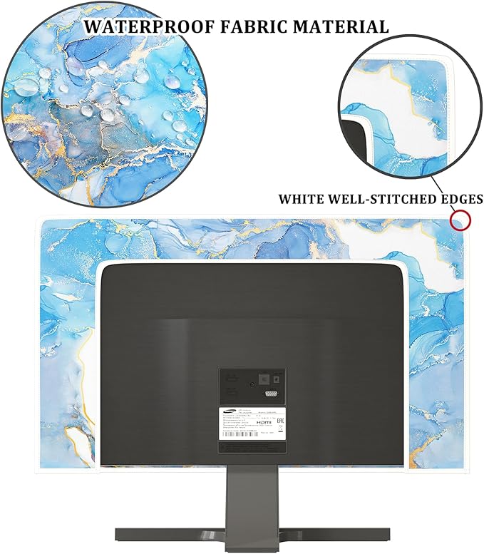 Baocicco Baby Blue Gold Marble Waterproof Screen TV Cover 58, 60 Inch Modern - Image 3