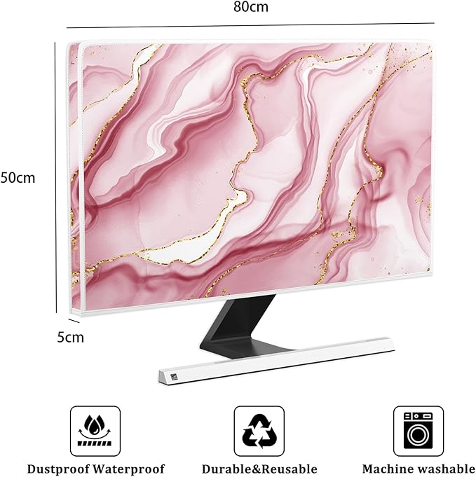 Baocicco Gold Pink Marble Waterproof TV Display Screen Cover 32 Inch TV - Image 2