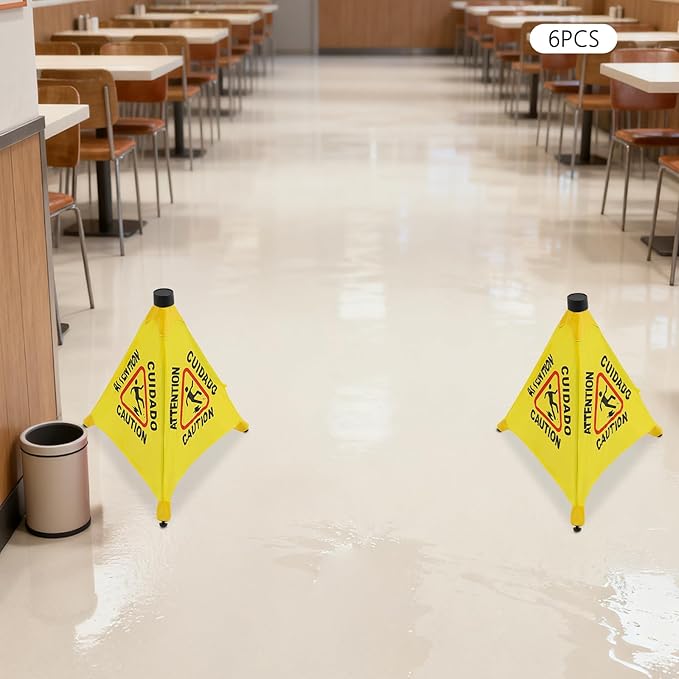 20 inch Wet Floor Sign 6 Pcs, Pop up Foldable Wet Safety Signs - Image 8