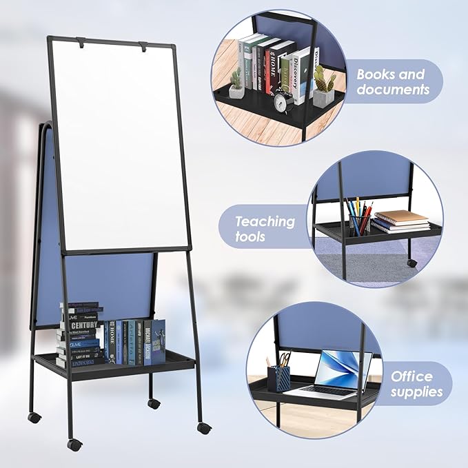 MAKELLO Rolling Whiteboard on Wheels 36x24 in, Double Sided Mobile White Board - Image 4