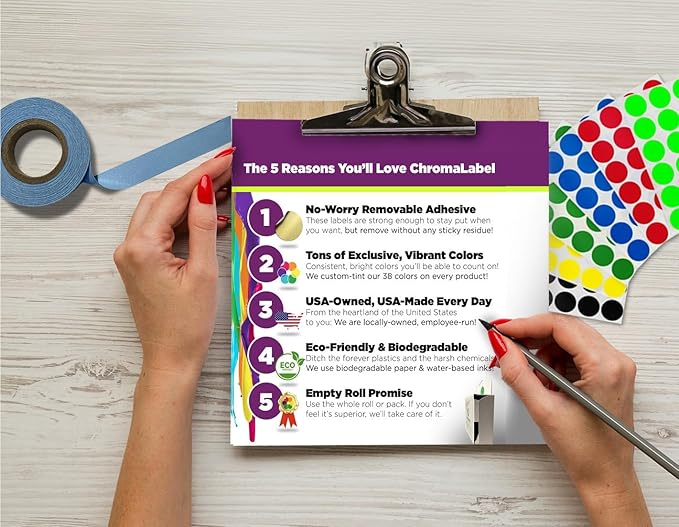 ChromaLabel 1/2 Inch Circle Sticker Labels, Removable Colored Dot Stickers - Image 2