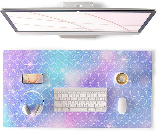 QIYI Large Desk Pad, Colorful Mouse Pad Desktop Decor, Waterproof PU Leather by QIYI