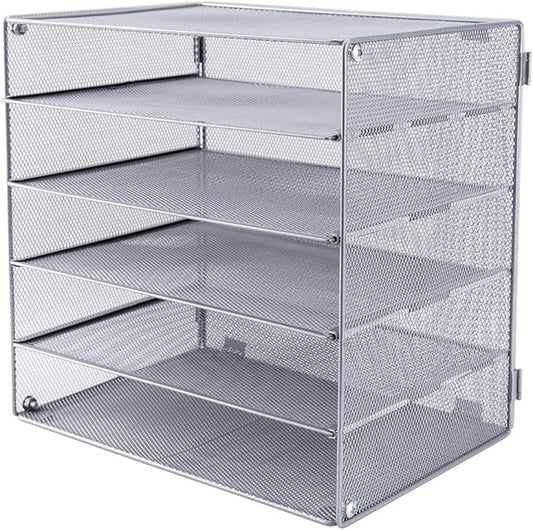 EASEPRES 5 Slot Mesh Desk Organizer Tray, File Paper Letter Folder Holder by EASEPRES