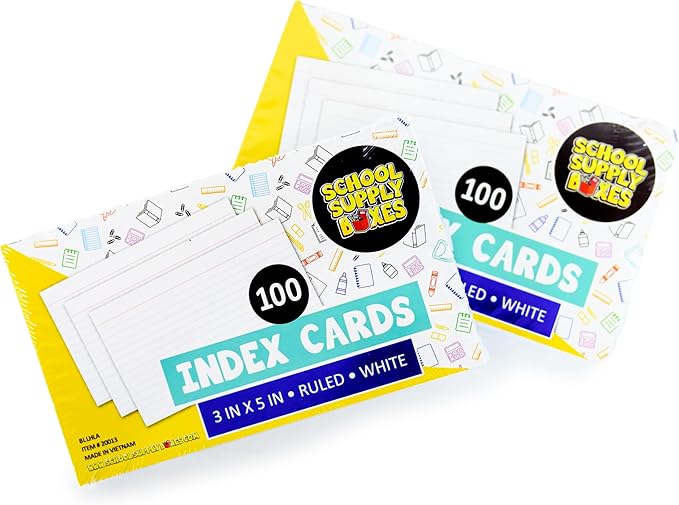 School Supply Boxes | 3x5 White Index Cards | 5 Pack | Lined in Front, Blank in - Image 2