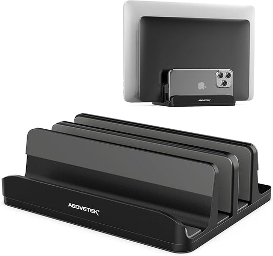 AboveTEK Vertical Laptop Stand Holder, 3 Slots Aluminum Desk Stand by AboveTEK