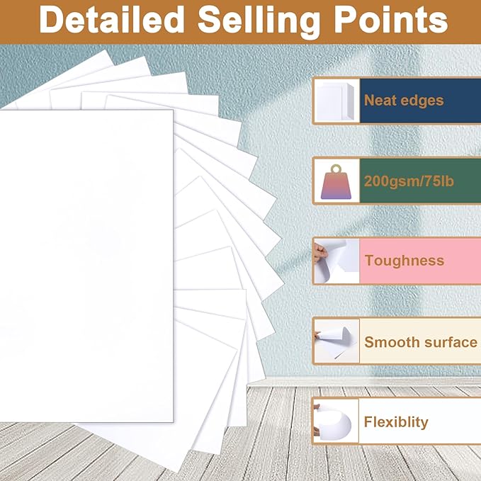 Silunkia 300 Sheets White Cardstock 8.5 x 11 Printer Paper, 75lb Heavyweight - Image 3
