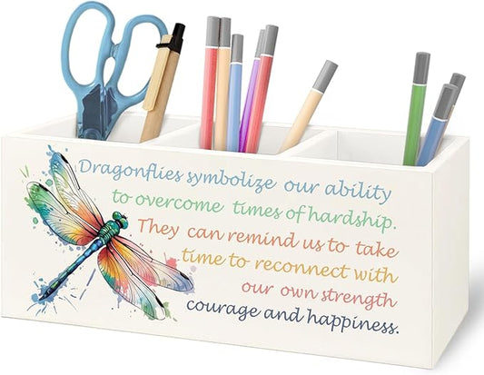 URLLUAE Inspirational Dragonfly Wooden Pen Pencil Holder by Unknown
