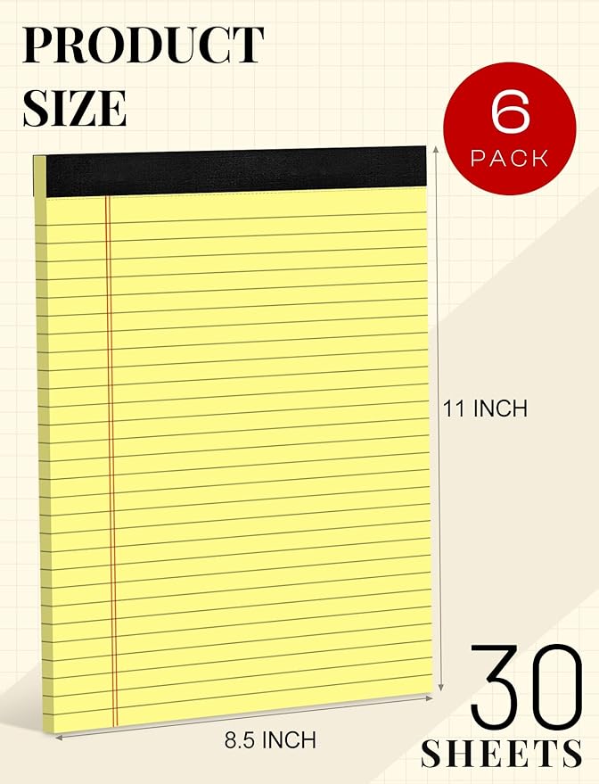 Note Pads 8.5 x 11 Wide Ruled Lined Writing Pads Yellow Legal Pads Letter Size - Image 2