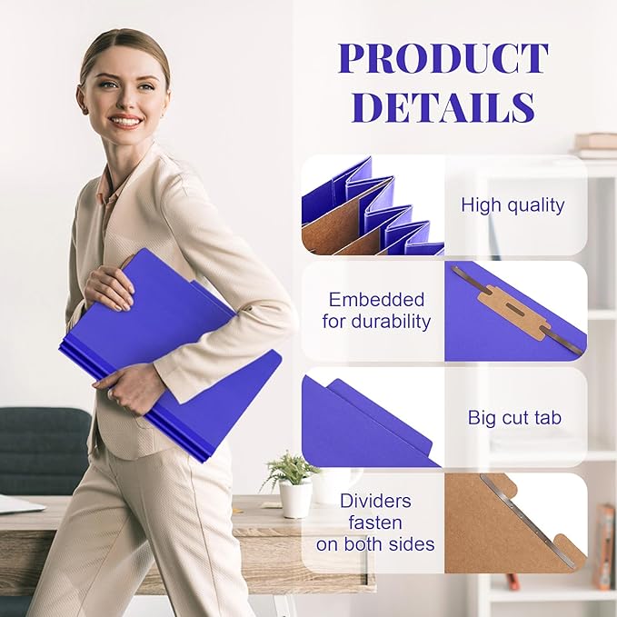 Skyygemm 48 Pcs Classification Folders Letter Size, 3 Divider Pressboard File - Image 3