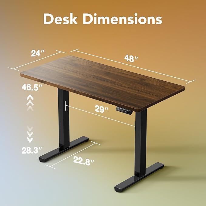 HUANUO 48" x 24" Electric Standing Desk Adjustable Height, 4 Memory Height - Image 3