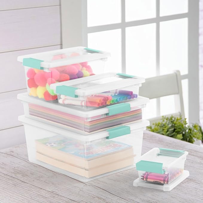 Sterilite 8-Pack Clip Box, Stackable Clear Plastic Bins - Image 6