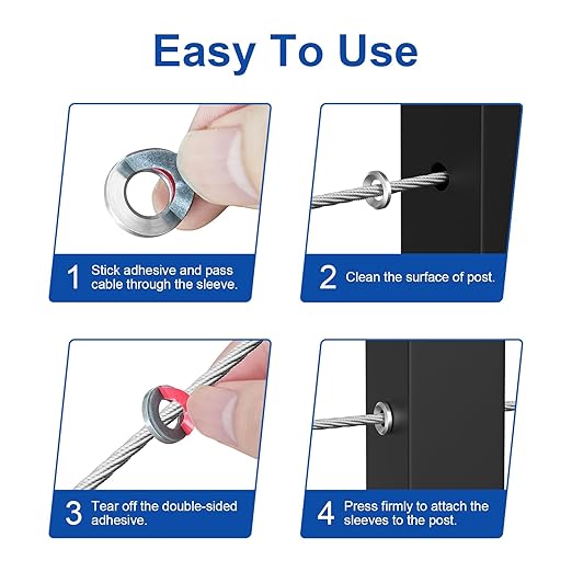 BLIKA 60Pack Cable Railing Adhesive Sleeves - Image 5
