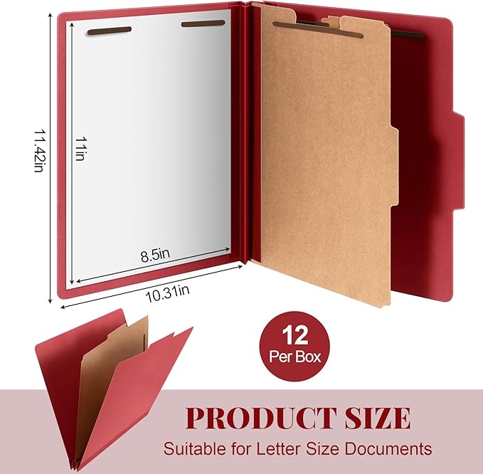 Skyygemm 12 Pcs Classification Folders Letter Size, 1 Divider Pressboard File - Image 3
