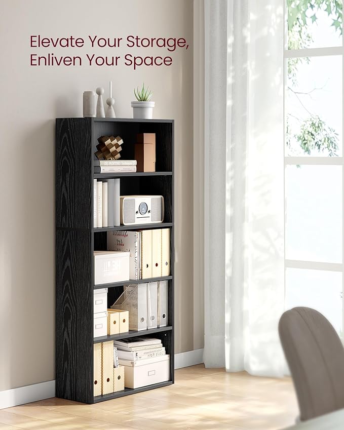 VASAGLE Set of 2 Bookshelves, 23.6 Inches Wide, 5-Tier Open Bookcases - Image 4