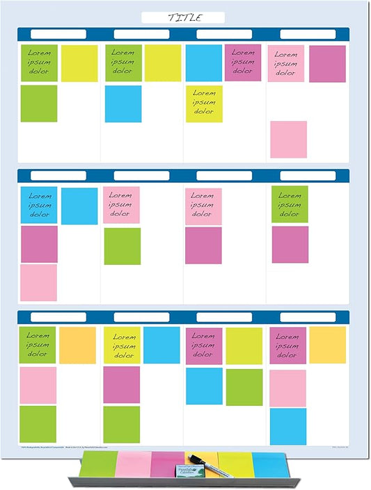 Sky Blue 12 Section Task, Objective and Goals Planning System Vertical 56" Tall by PlanetSafeCalendars