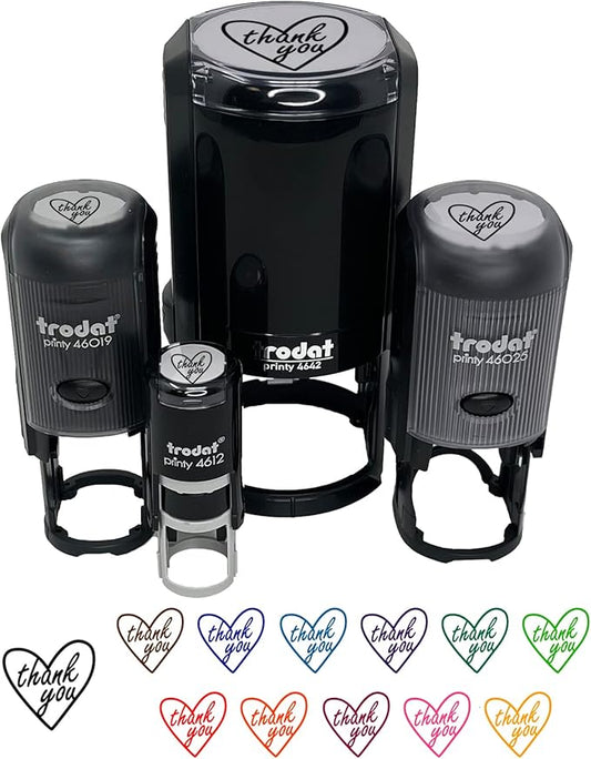 Thank You in Heart Self-Inking Rubber Stamp Ink Stamper by Sniggle+Sloth
