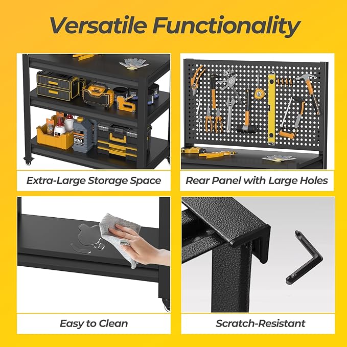 Storage Shelves with Pegboard, Heavy Duty Garage Shelving Units and Storage - Image 6