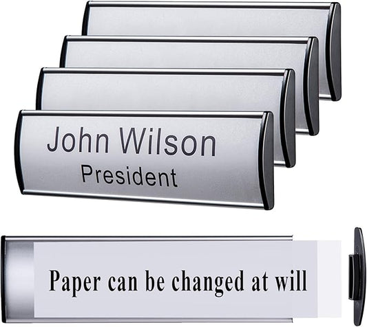 Set of 5 - Nameplate Holder for Wall Mount, 2.36'' x 8'' Curved Office Business by SINKAA