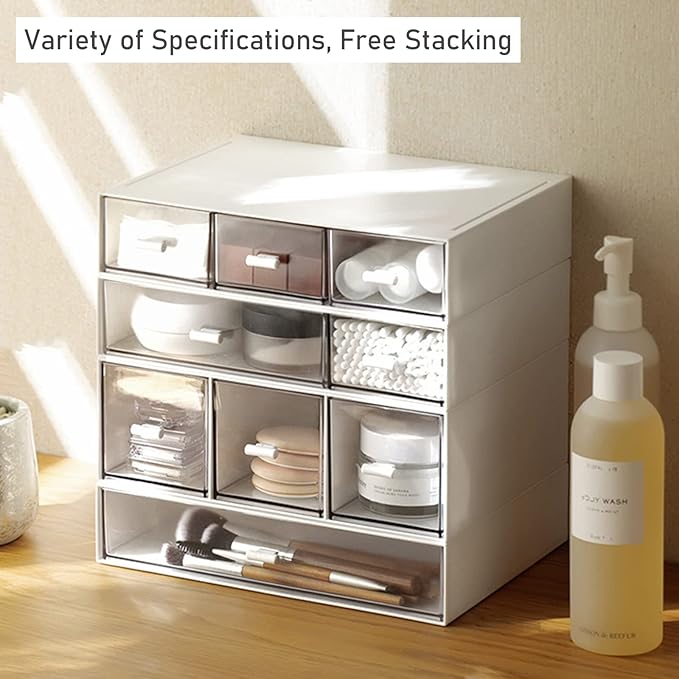 Desk Drawer Organizer, Stackable Storage Drawers, Plastic Compact Desk Storage - Image 4