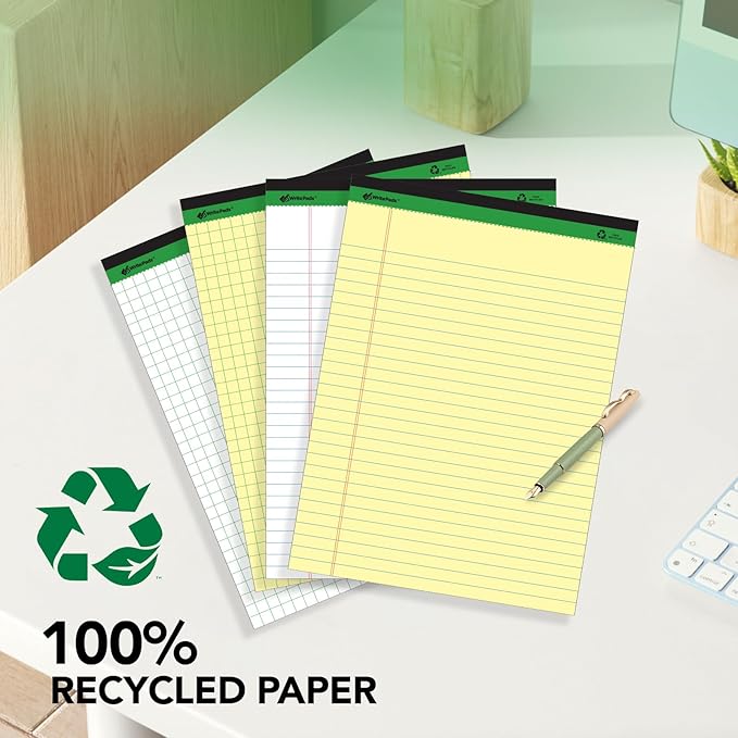 KAISA White Legal Pads Writing Pads Recycled Paper, 8.5"x14" Wide Ruled Lined - Image 3