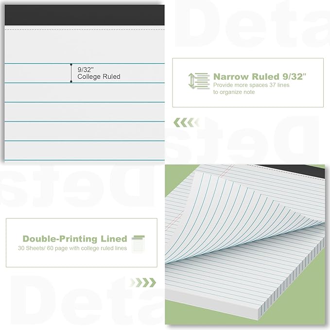 Legal Pads 8.5 x 11 inch Notepad, 2 Pack White Note Pads 8.5'' x 11'' - Image 3