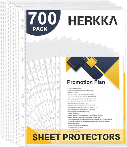 Sheet Protectors, HERKKA 700 Pack Heavy Duty Clear Plastic Page Protectors by HERKKA