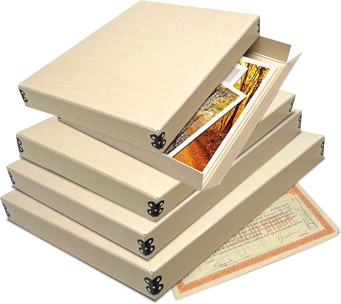 Lineco Museum Storage Box Tan, Archival Boxboard, Drop-Front Design - Image 6
