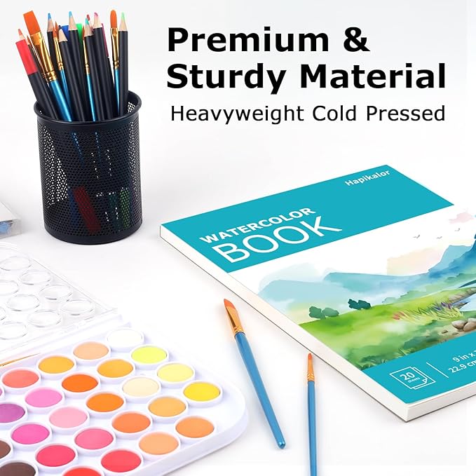 Hapikalor 11"x14" Watercolor Paper Pad, 140lb/300gsm Artist Painting Drawing - Image 4