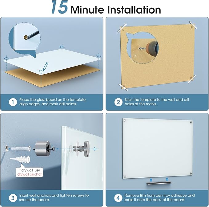 MaxGear Glass Whiteboard, Tempered Magnetic Dry Erase Board 96 x 48 Inch - Image 9