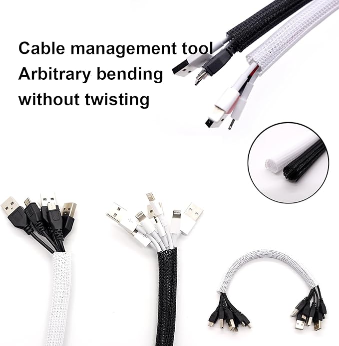 QCSIW 3/4" 25ft Expandable Braided Cable Sleeve Split Wire Loom Tubing – - Image 8