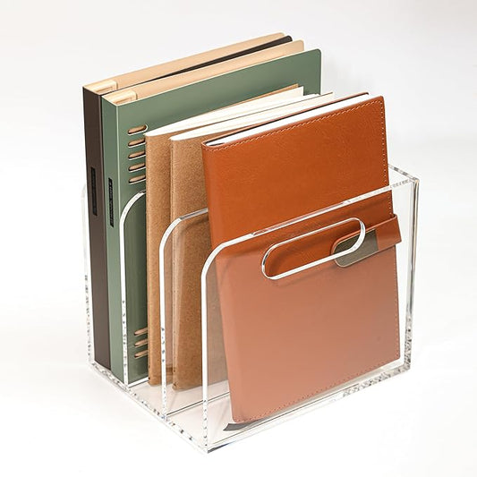 AIDIMOO Acrylic Magazine File Holder, 3 Vertical Compartments Desk Document by Unknown