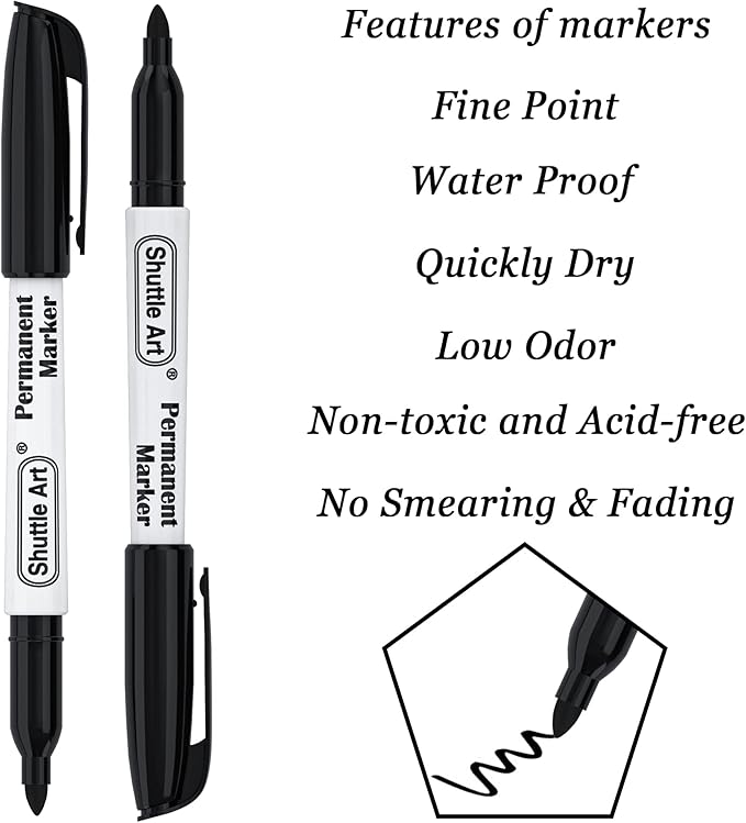 Shuttle Art Permanent Markers, 70 Pack Black Permanent Marker set, Fine Point - Image 3