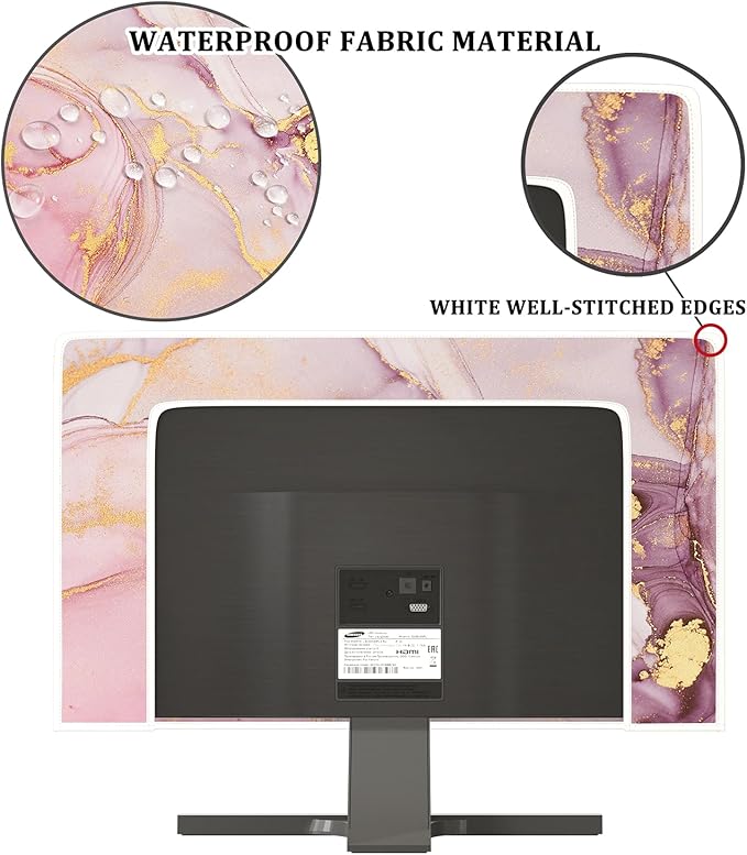 Baocicco Pink Gold Marble Waterproof Screen TV Cover 45, 48 Inch Decorative - Image 3
