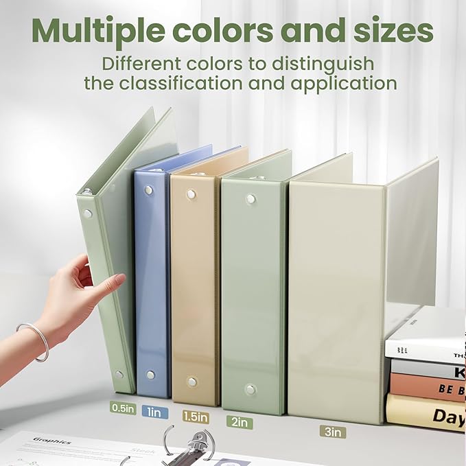 SUNEE 1/2 inch Binder 3 Ring 1 Pack, Sage Green - Image 5