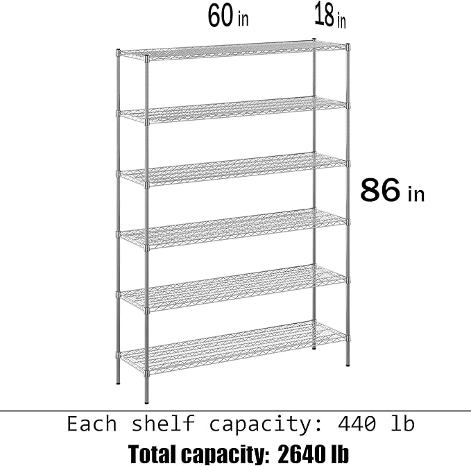 Regal Altair 18" Deep x 60" Wide x 86" Height Wire Shelving Kit | 6-Tier | NSF - Image 3