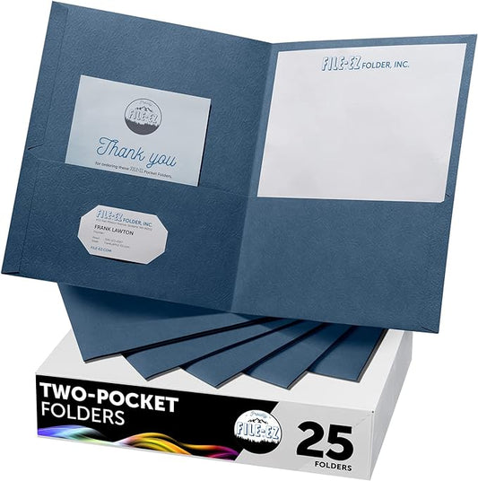 FILE-EZ Two-Pocket Folders, Textured Paper, Letter Size by FILE-EZ